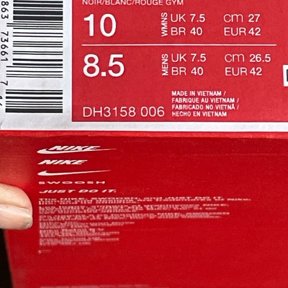 Nike Black and White Sneakers with Red Swoosh for women size 10 for men 8.5 - Picture 7 of 8